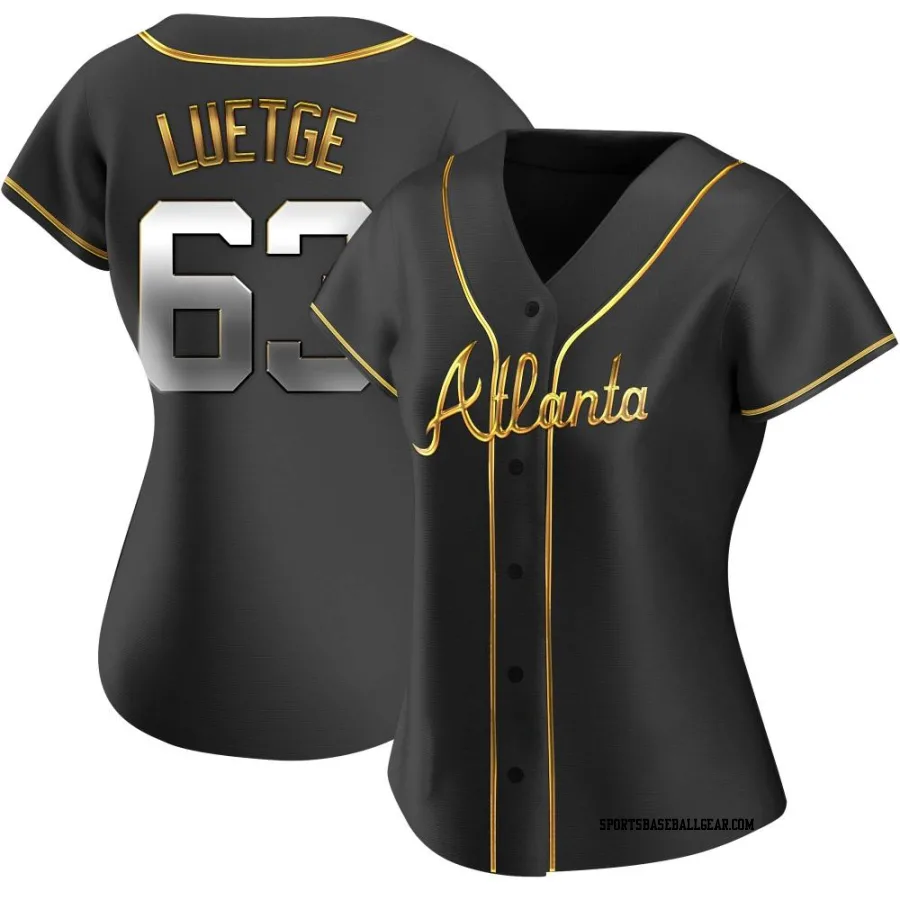 Lucas Luetge Women's Atlanta Braves Black Golden Replica Alternate Jersey