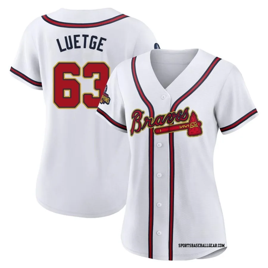 Lucas Luetge Women's Atlanta Braves Gold Authentic White 2022 Program Jersey