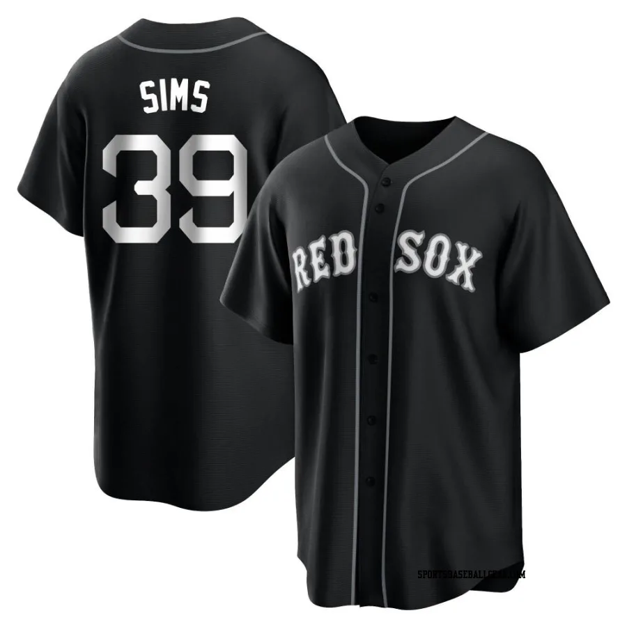 Lucas Sims Men's Boston Red Sox Black/White Replica Jersey