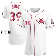 Lucas Sims Men's Cincinnati Reds White Authentic Home Jersey