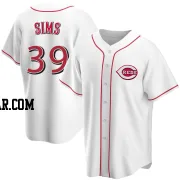 Lucas Sims Men's Cincinnati Reds White Replica Home Jersey