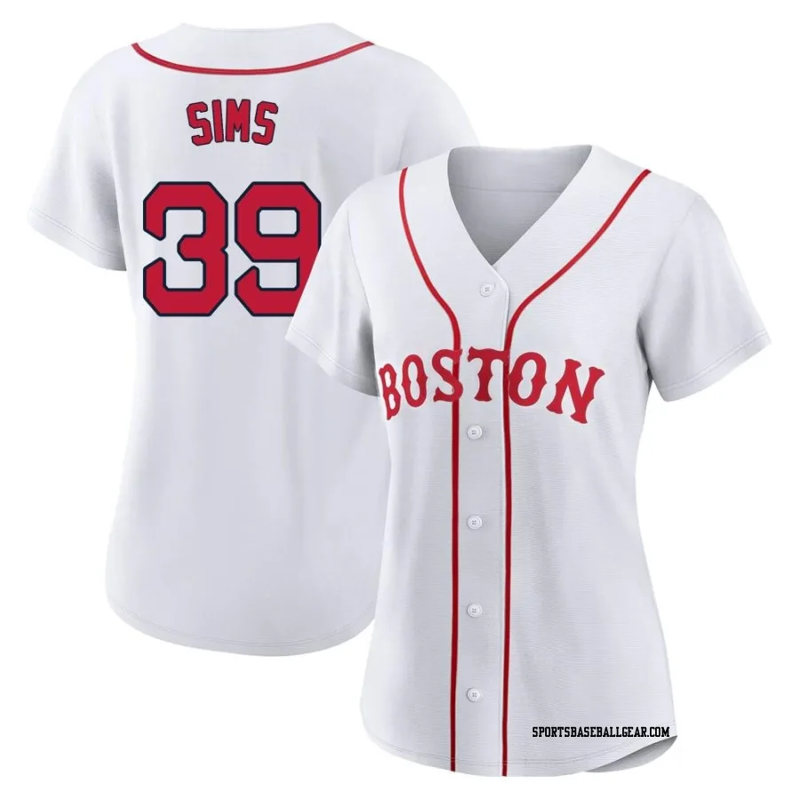 Lucas Sims Women's Boston Red Sox White Replica 2021 Patriots' Day Jersey