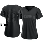 Lucas Sims Women's Cincinnati Reds Black Authentic Pitch Fashion Jersey