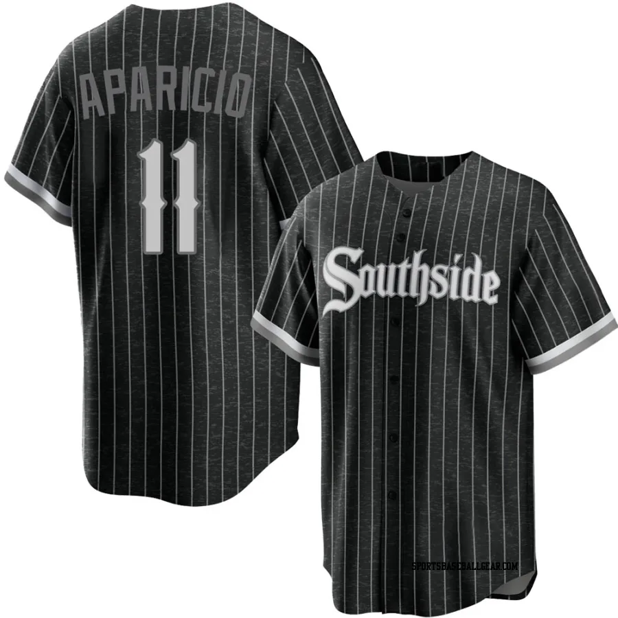 Luis Aparicio Youth Chicago White Sox Black Replica 2021 City Connect Jersey