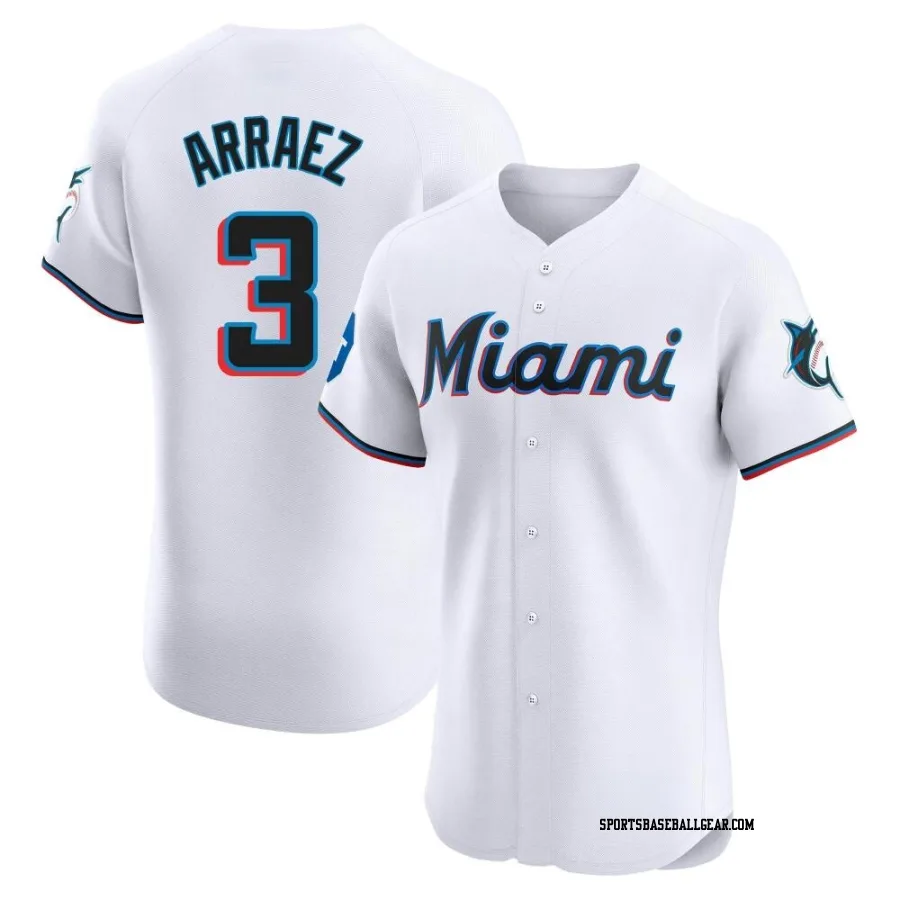 Luis Arraez Men's Miami Marlins White Elite Home Patch Jersey