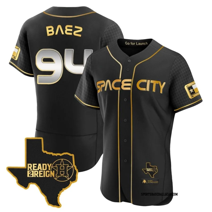 Luis Baez Men's Houston Astros Black/Gold Authentic 2023 Space City Ready 2 Reign Flex Base Jersey