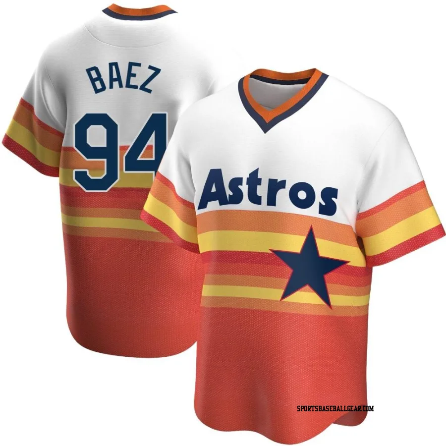 Luis Baez Men's Houston Astros White Replica Home Cooperstown Collection Jersey