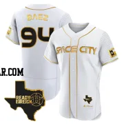 Luis Baez Men's Houston Astros White/Gold Authentic 2023 Space City Ready 2 Reign Flex Base Jersey