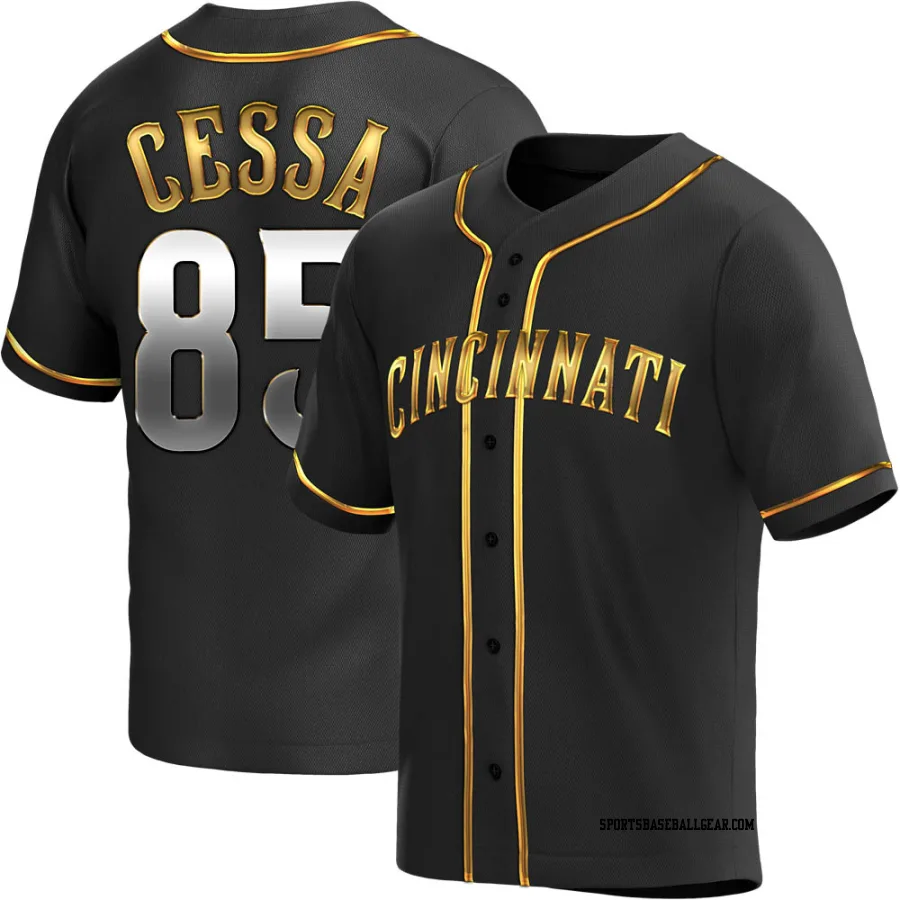 Luis Cessa Men's Cincinnati Reds Black Golden Replica Alternate Jersey