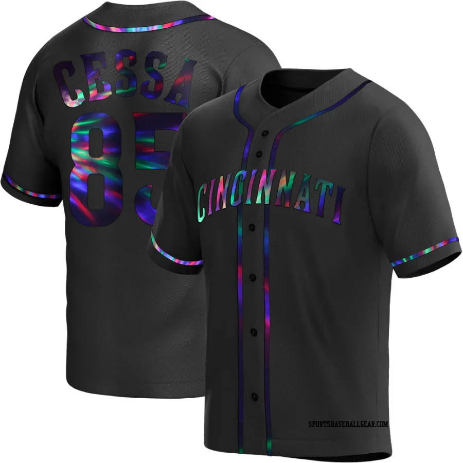 Luis Cessa Men's Cincinnati Reds Black Holographic Replica Alternate Jersey