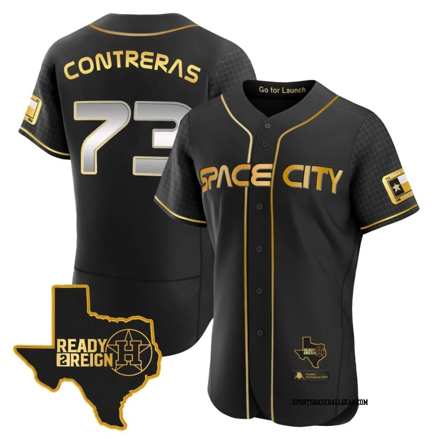 Luis Contreras Men's Houston Astros Black/Gold Authentic 2023 Space City Ready 2 Reign Flex Base Jersey