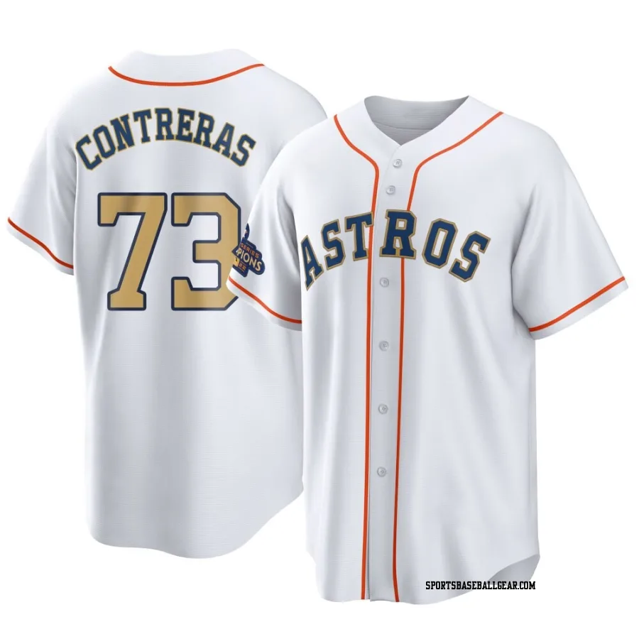 Luis Contreras Men's Houston Astros Gold Replica White 2023 Collection Jersey