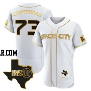 Luis Contreras Men's Houston Astros White/Gold Authentic 2023 Space City Ready 2 Reign Flex Base Jersey