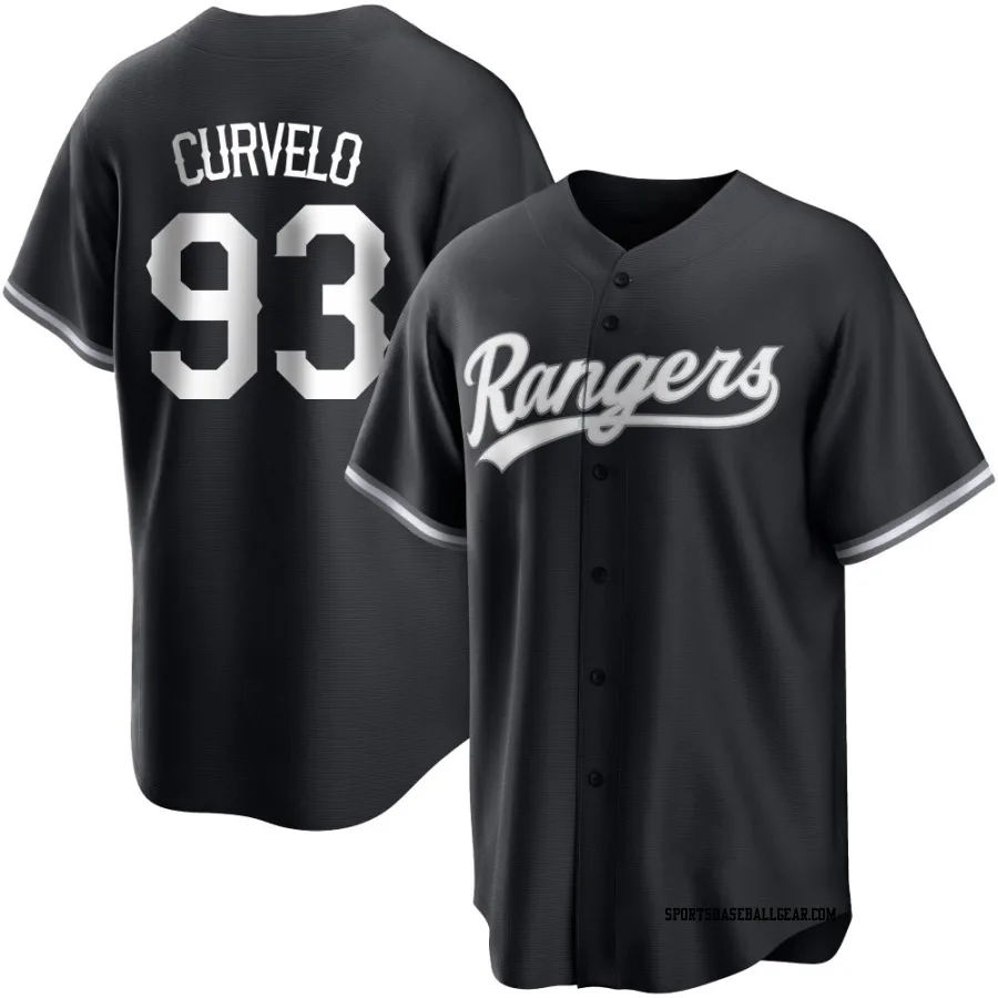 Luis Curvelo Youth Texas Rangers Black/White Replica Jersey