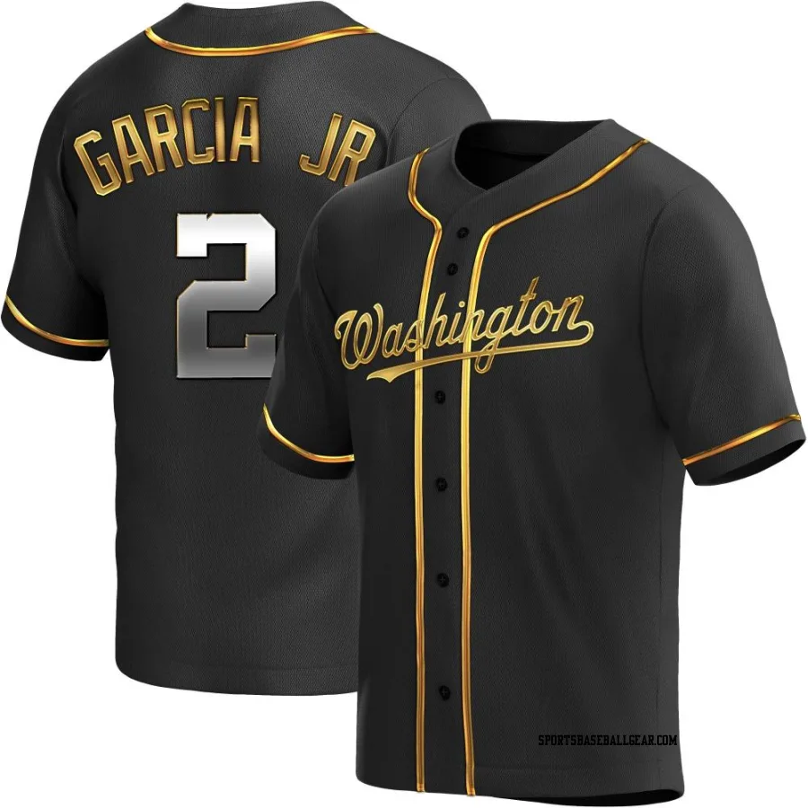 Luis Garcia Jr. Men's Washington Nationals Black Golden Replica Alternate Jersey