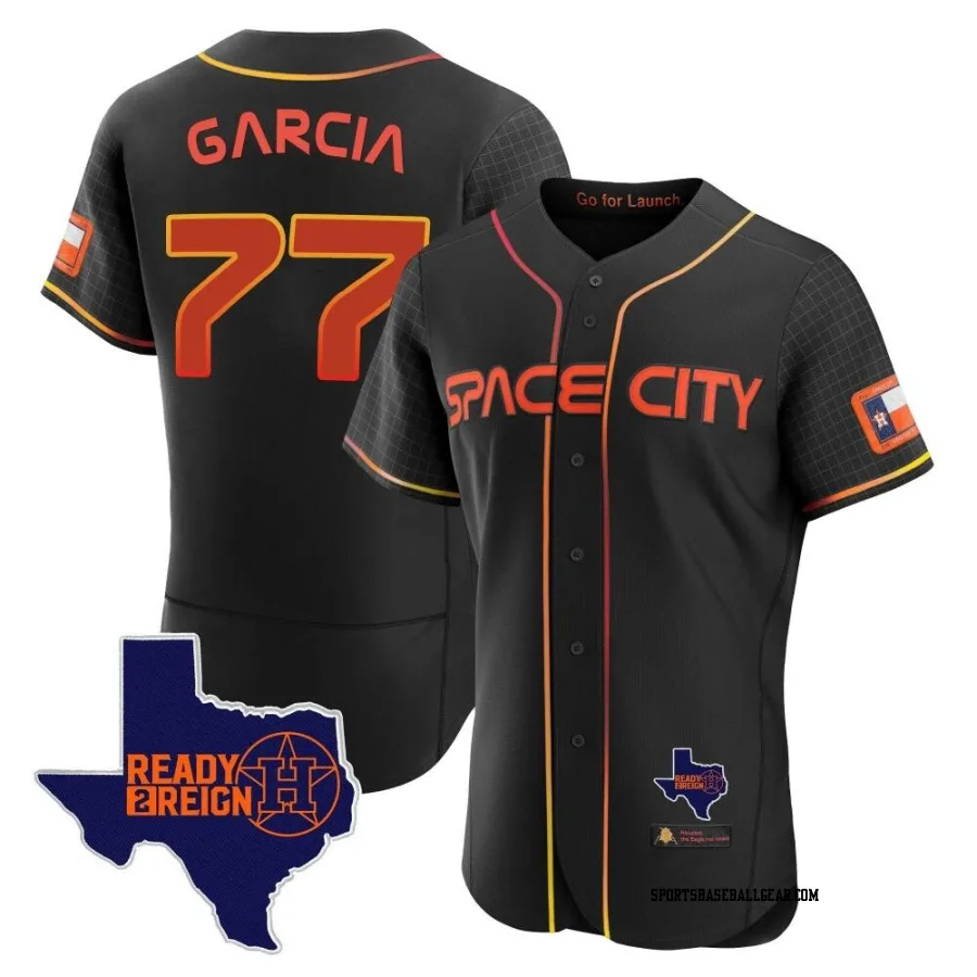 Luis Garcia Men's Houston Astros Black Authentic 2023 Space City Ready 2 Reign Flex Base Jersey