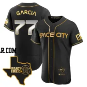 Luis Garcia Men's Houston Astros Black/Gold Authentic 2023 Space City Ready 2 Reign Flex Base Jersey