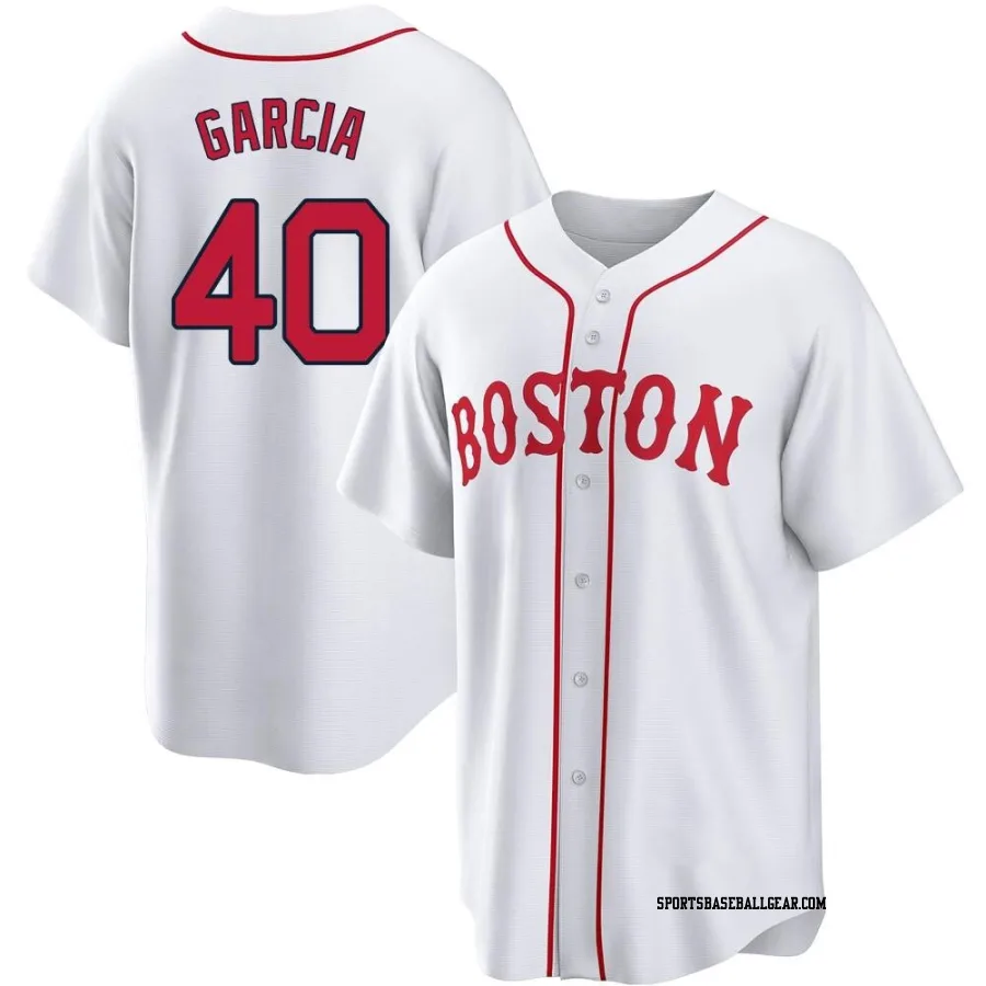 Luis Garcia Youth Boston Red Sox White Replica 2021 Patriots' Day Jersey