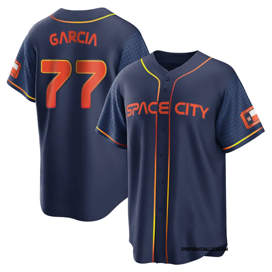 Luis Garcia Youth Houston Astros Navy Replica 2022 City Connect Jersey