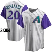 Luis Gonzalez Men's Arizona Diamondbacks Cream/Purple Replica Alternate Cooperstown Collection Jersey