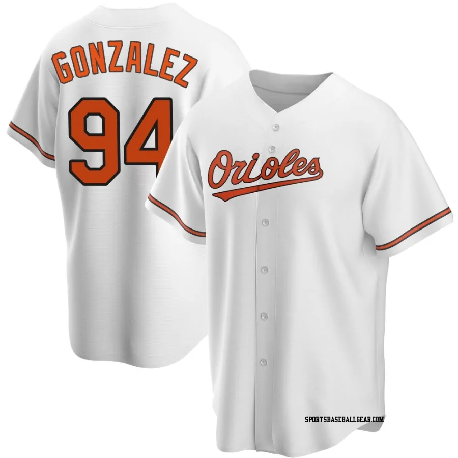 Luis Gonzalez Men's Baltimore Orioles White Replica Home Jersey