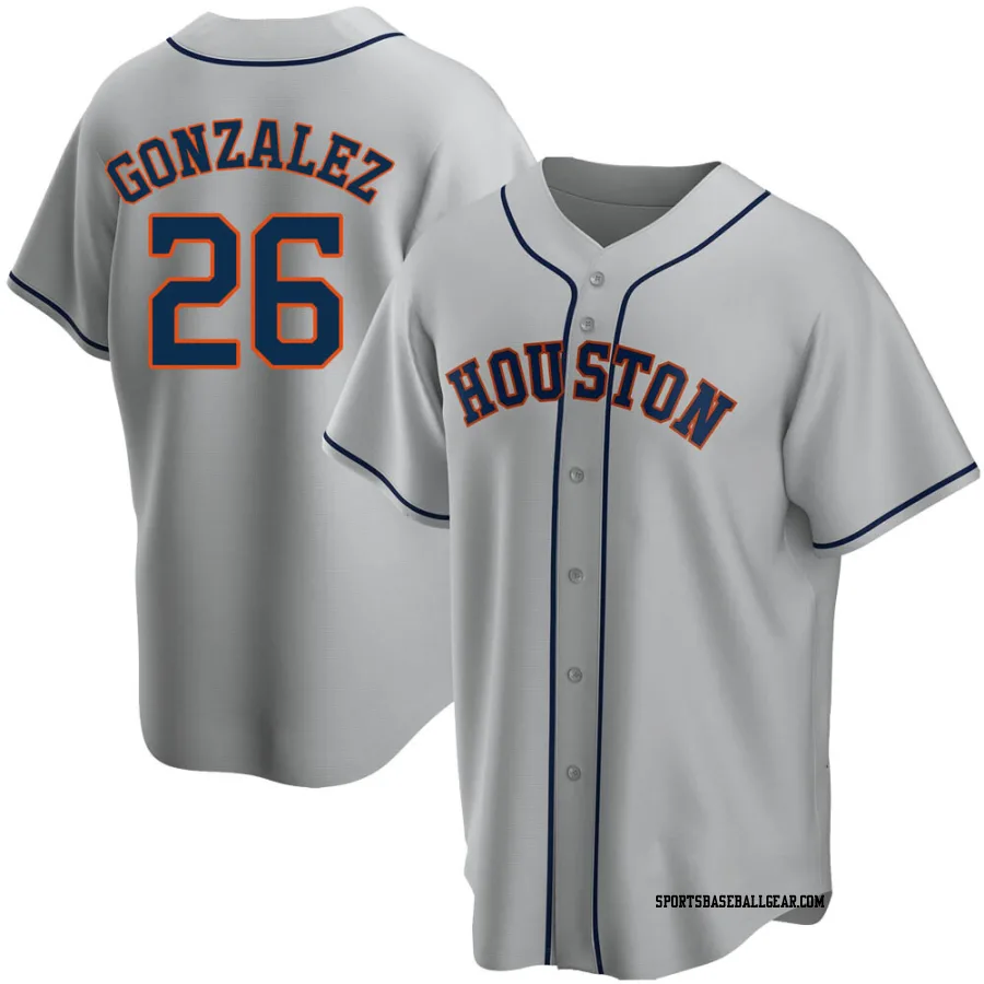 Luis Gonzalez Men's Houston Astros Gray Replica Road Jersey