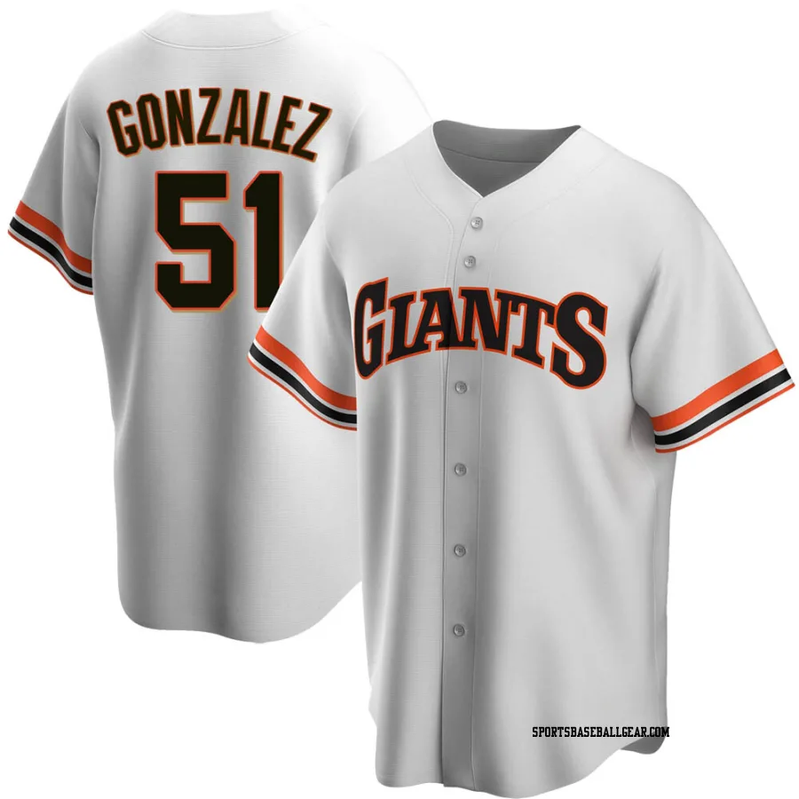 Luis Gonzalez Men's San Francisco Giants White Replica Home Cooperstown Collection Jersey