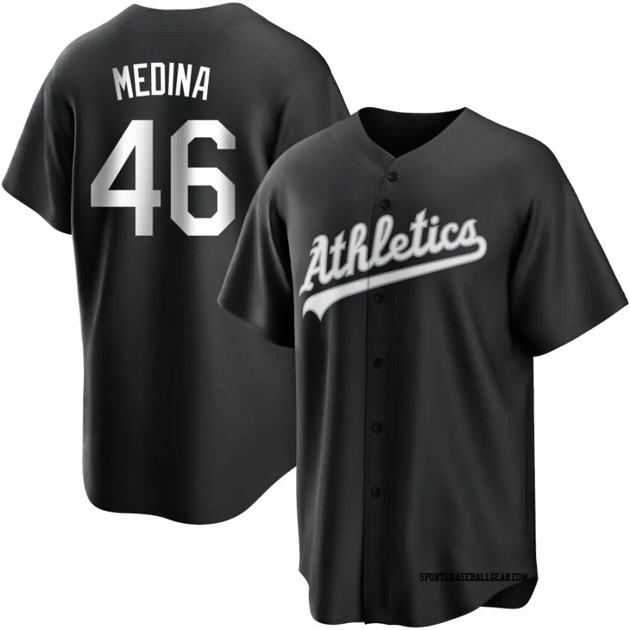 Luis Medina Men's Oakland Athletics Black/White Replica Jersey