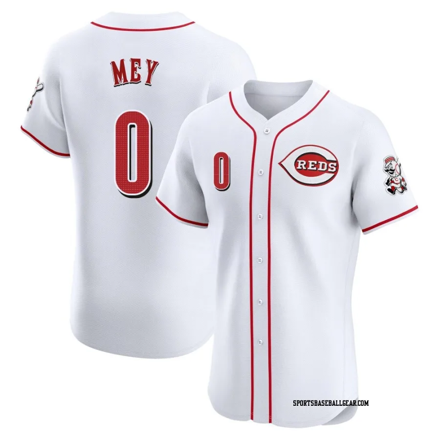 Luis Mey Men's Cincinnati Reds White Elite Home Patch Jersey