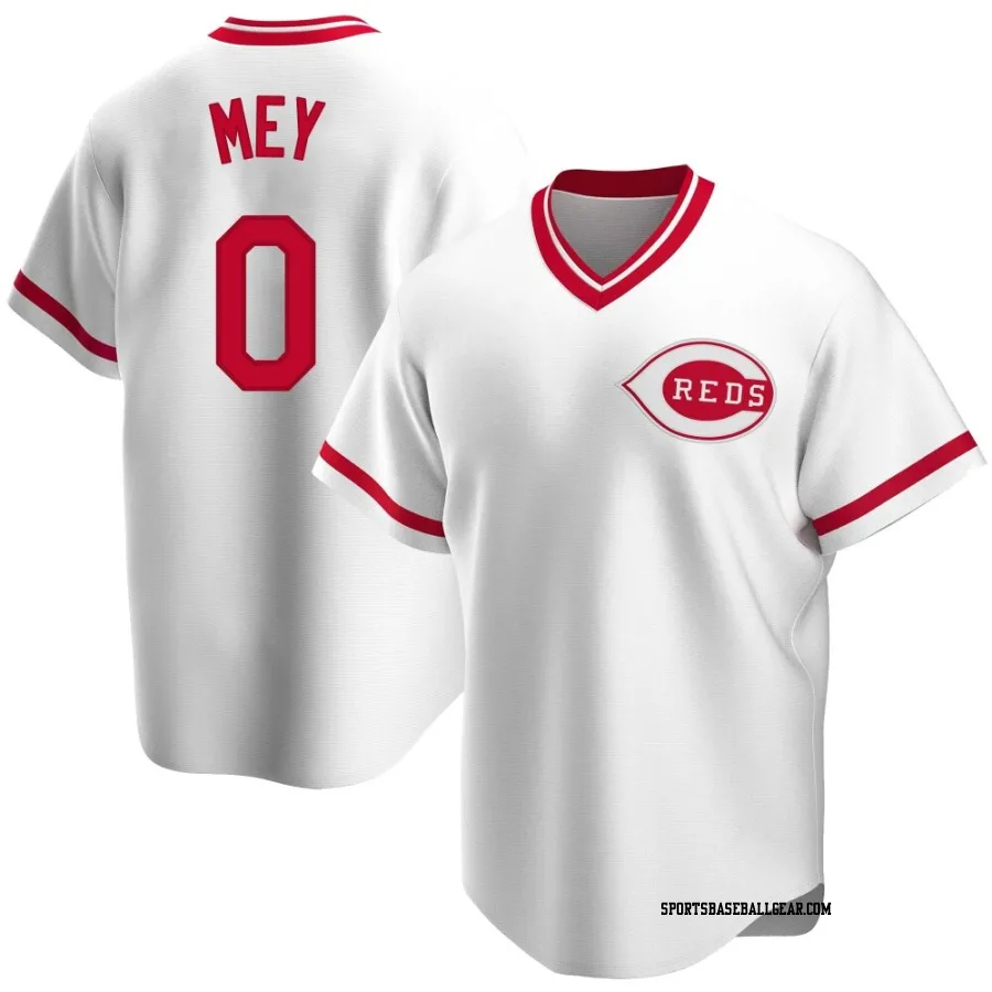 Luis Mey Men's Cincinnati Reds White Replica Home Cooperstown Collection Jersey