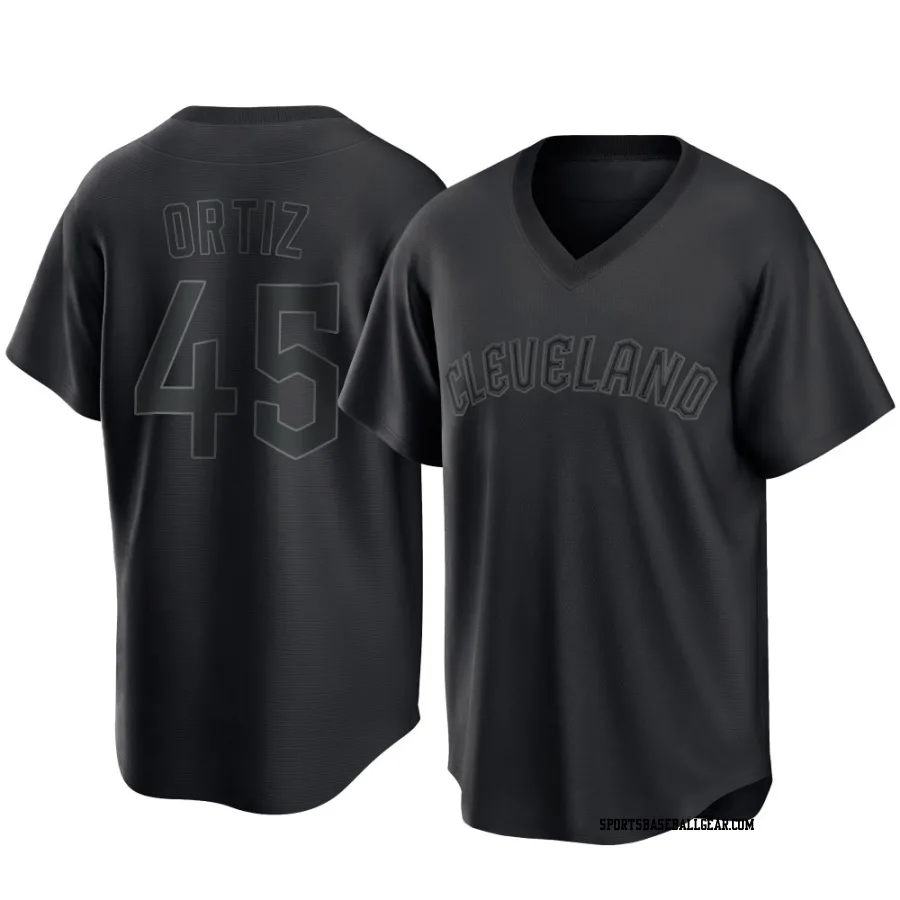 Luis Ortiz Men's Cleveland Guardians Black Replica Pitch Fashion Jersey