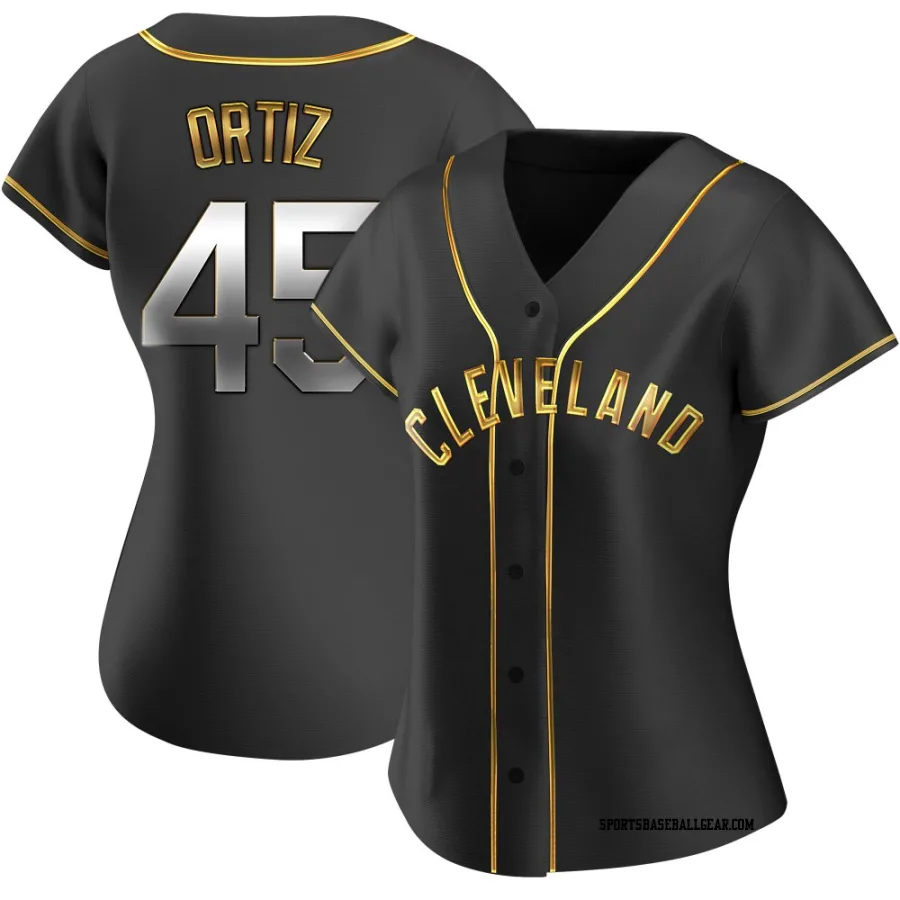 Luis Ortiz Women's Cleveland Guardians Black Golden Replica Alternate Jersey