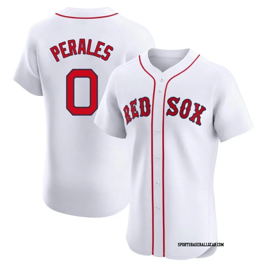 Luis Perales Men's Boston Red Sox White Elite Home Patch Jersey