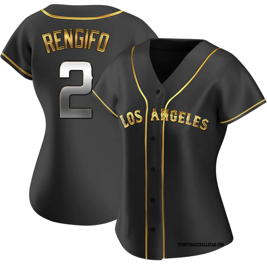 Luis Rengifo Women's Los Angeles Angels Black Golden Replica Alternate Jersey