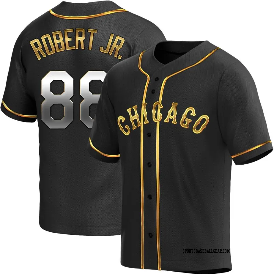 Luis Robert Jr. Men's Chicago White Sox Black Golden Replica Alternate Jersey