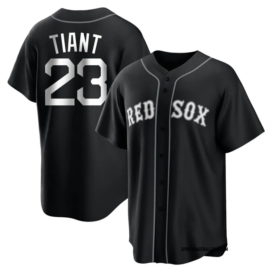 Luis Tiant Men's Boston Red Sox Black/White Replica Jersey