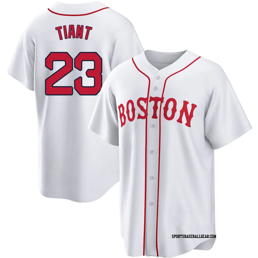 Luis Tiant Men's Boston Red Sox White Replica 2021 Patriots' Day Jersey