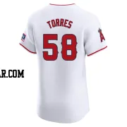 Luis Torres Men's Los Angeles Angels White Elite Home Patch Jersey