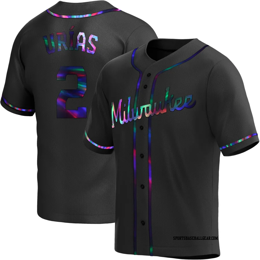 Luis Urias Men's Milwaukee Brewers Black Holographic Replica Alternate Jersey