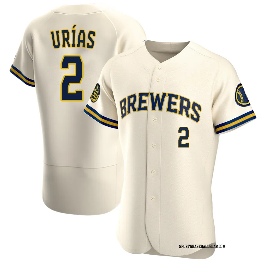 Luis Urias Men's Milwaukee Brewers Cream Authentic Home Jersey