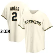 Luis Urias Men's Milwaukee Brewers Cream Replica Home Jersey