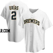 Luis Urias Men's Milwaukee Brewers White Replica Home Jersey