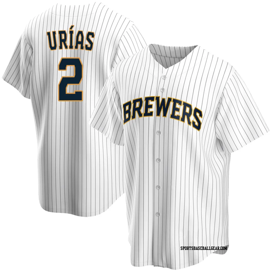 Luis Urias Men's Milwaukee Brewers White Replica Home Jersey