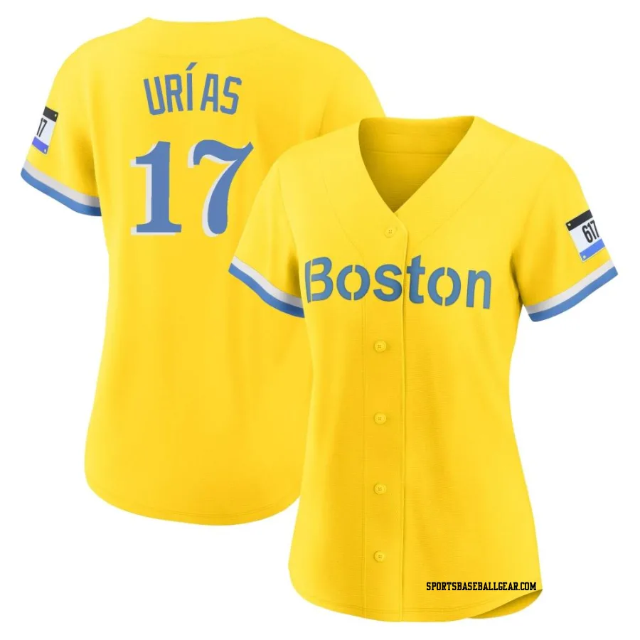 Luis Urias Women's Boston Red Sox Gold/Light Authentic Blue 2021 City Connect Player Jersey