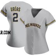 Luis Urias Women's Milwaukee Brewers Gray Authentic Road Jersey