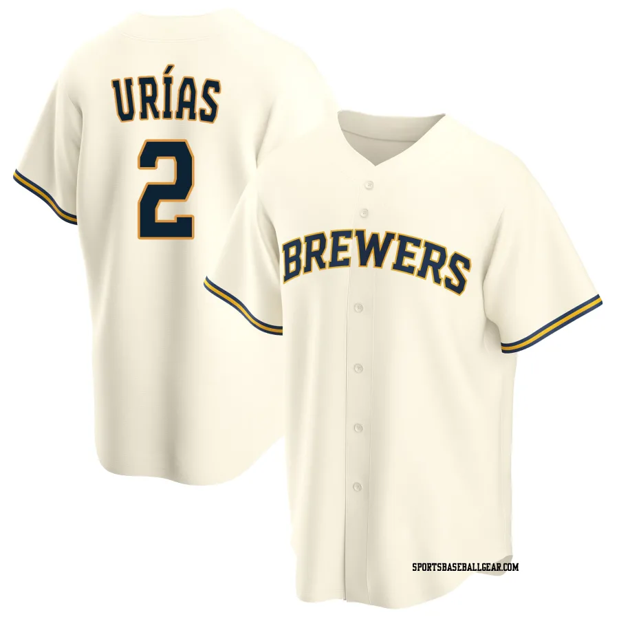 Luis Urias Youth Milwaukee Brewers Cream Replica Home Jersey