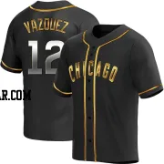 Luis Vazquez Men's Chicago Cubs Black Golden Replica Alternate Jersey