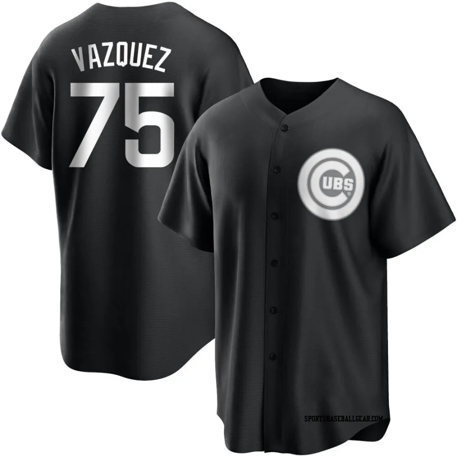 Luis Vazquez Men's Chicago Cubs Black/White Replica Jersey