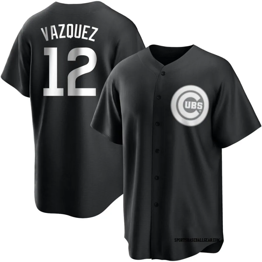 Luis Vazquez Men's Chicago Cubs Black/White Replica Jersey