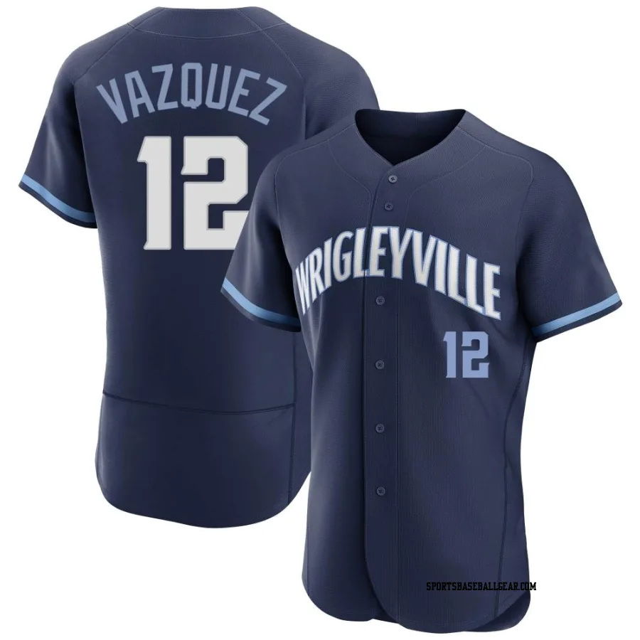 Luis Vazquez Men's Chicago Cubs Navy Authentic 2021 City Connect Jersey